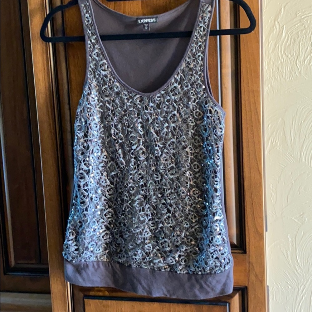 Express Never worn silver lace sequin tank
